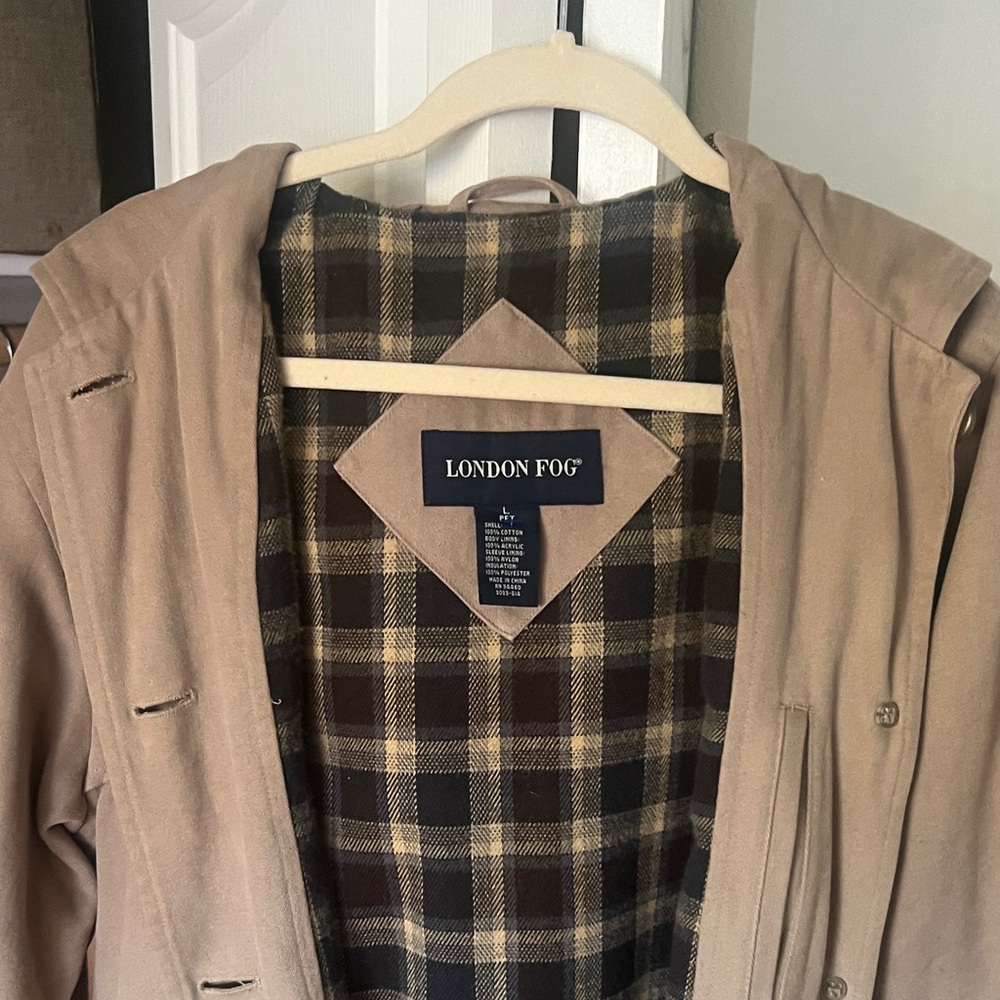 London Fog Beige Jacket with Checkered Lining